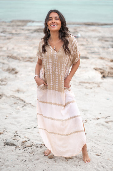 Long Kaftan Noa Tie Dye Powder/ Sand
