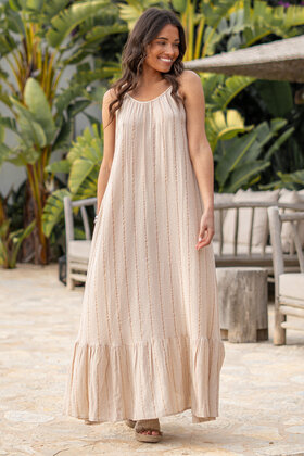Strap Dress Madia Stripe Sand