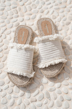 Slippers Garcia Fringe Ivoor
