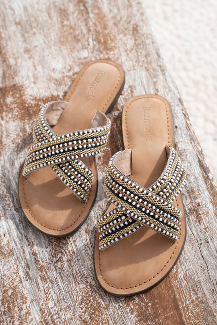 Slippers Beads Taupe