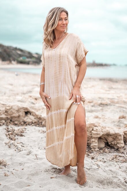 Langer Kaftan Noa Tie Dye Sand/Beige