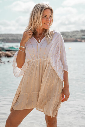 Short Dress Emilia White/Sand
