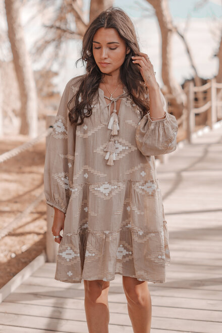 Tunique Ida Ethnic Taupe Print