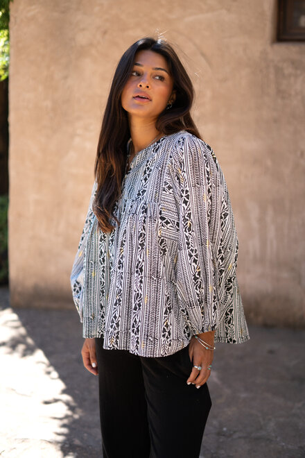 Blouse Corazon Print Black