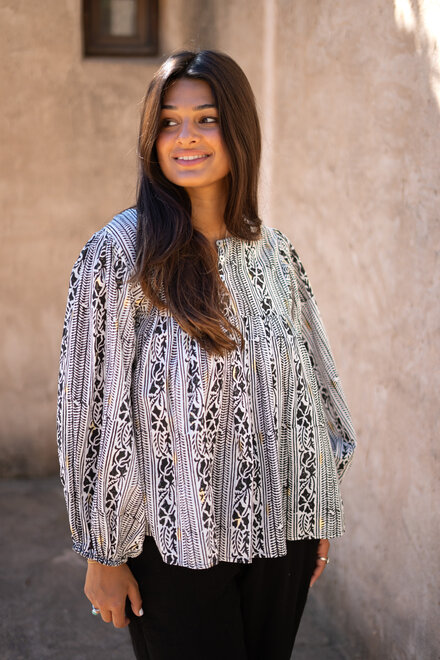 Bluse Corazon Print Schwarz
