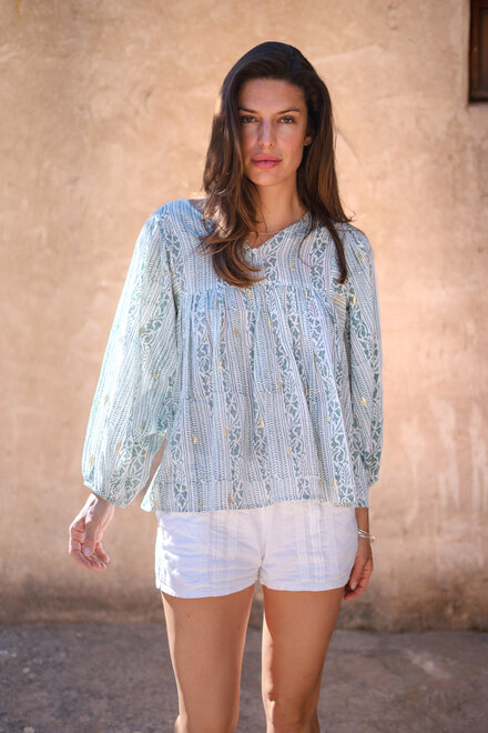 Blouse Corazon Print Stone Blue
