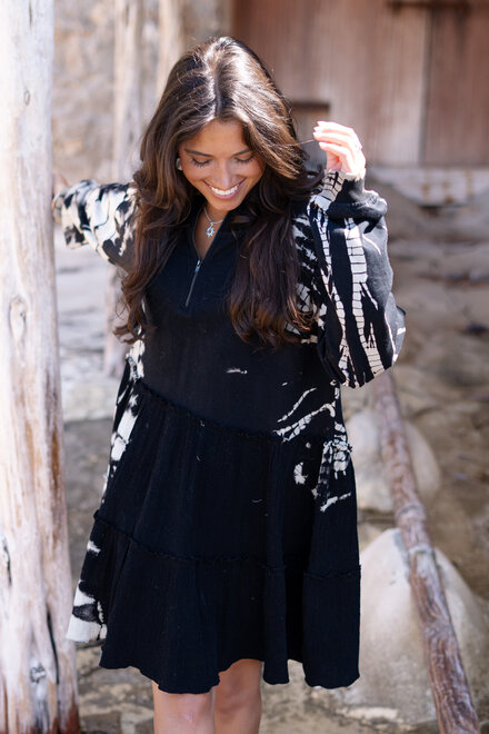 Sweater Dress Coleta Black Tie Dye