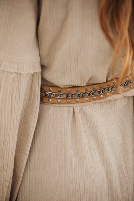 Nola suede metal belt Soft Brown