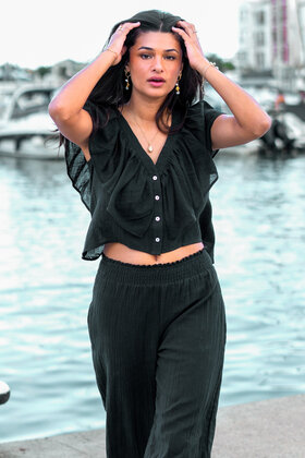 Top Ruffle Sparkle Black