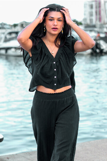 Top Ruffle Sparkle Black