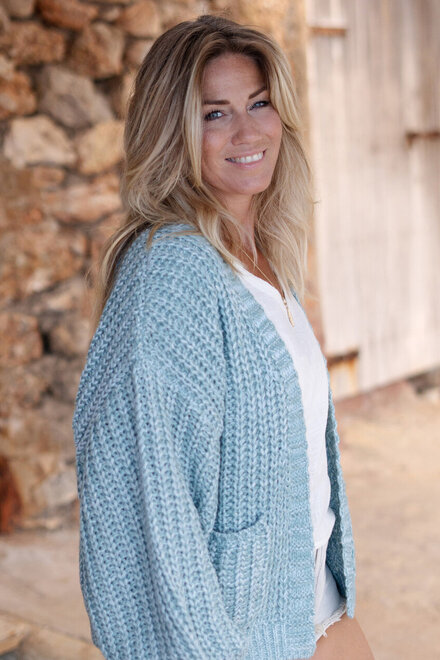 Kurze Strickjacke Ersilia Blau