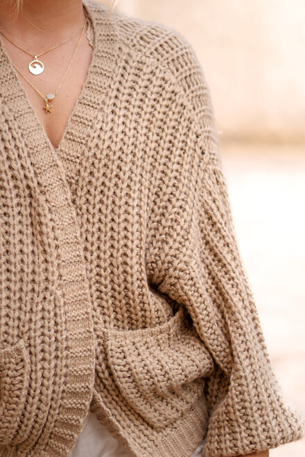 Short Sparkling Cardigan Ersilia Sand
