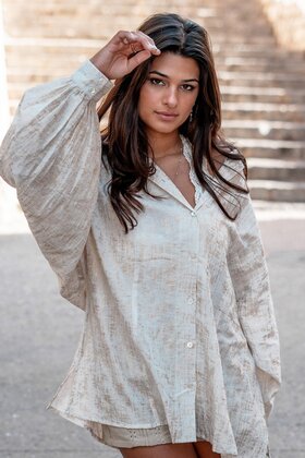 Long Blouse Sparkle Ecru Gold