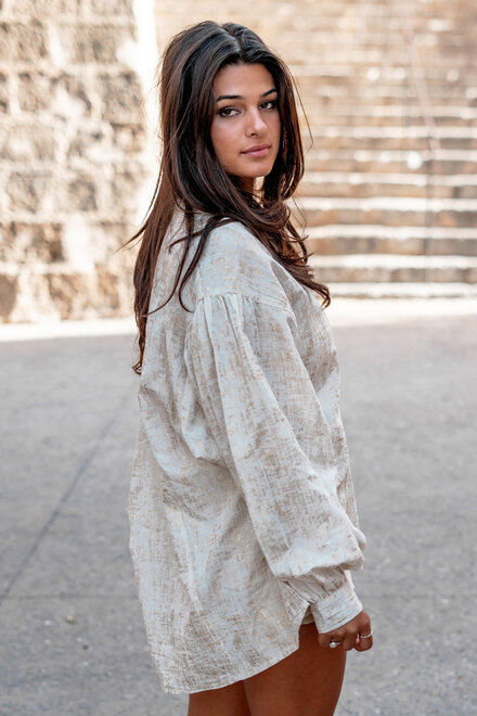 Long Blouse Sparkle Ecru Gold