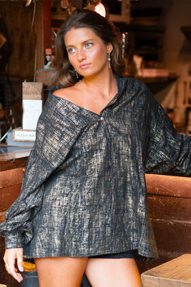 Long Blouse Sparkle Black Gold