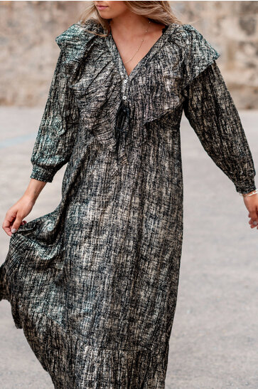 Robe longue à volants Sparkle Black Gold