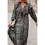 ibzmode Langes Kleid Ruffle Sparkle Schwarz Gold