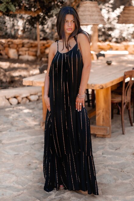 Strap Dress Gigi Stripe Black