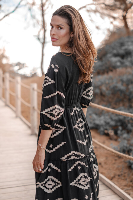 Kleid Ida Ethnic Black Print