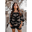 ibzmode Bluse Ida Ethnic Schwarzer Druck