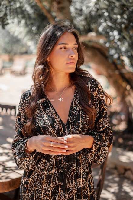 Vestido corto Mio Paisley Negro