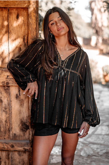 Bluse Gigi Stripe Schwarz