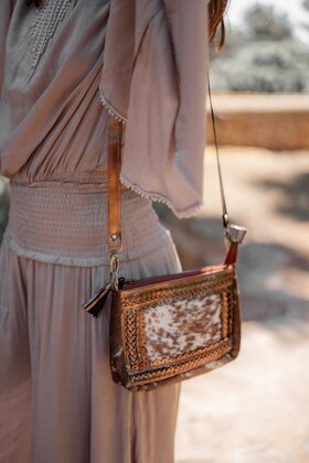 Leather Pouch Bag Cow Camel