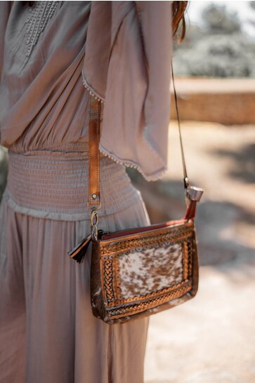 Leather Pouch Bag Cow Camel