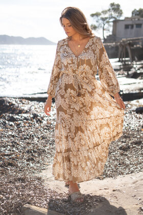 Dress Gloria Baroque Taupe Print