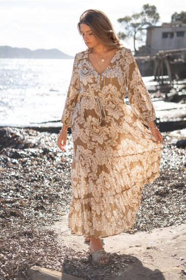 Dress Gloria Baroque Taupe print