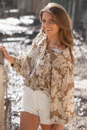 Blouse Briso Baroque Taupe print