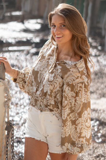 Blouse Briso Baroque Taupe print