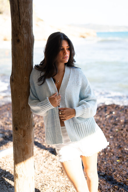 Cardigan Pura Trenza Pale Blue