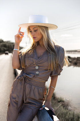 Alyssa Wrap Top Taupe