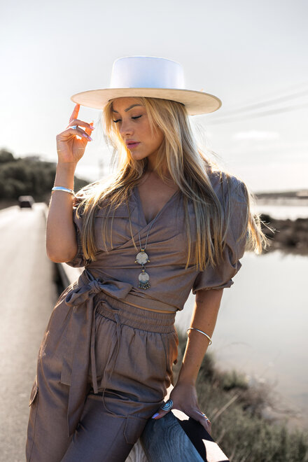 Alyssa Wrap Top Taupe