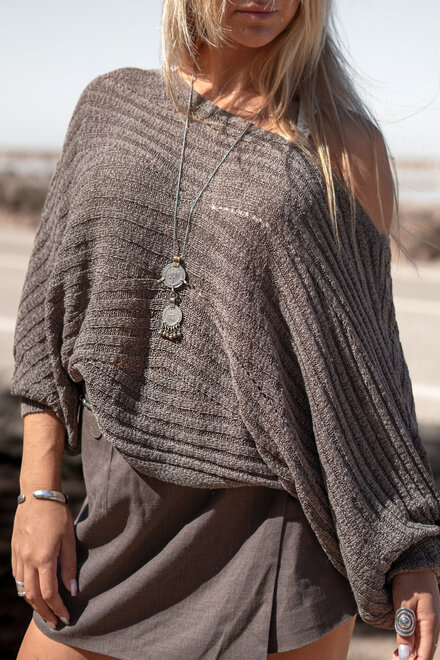 Demi Batwing Sweater Dark Taupe