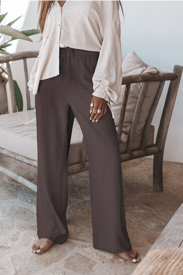 Lyana Linen Pants Dark Taupe