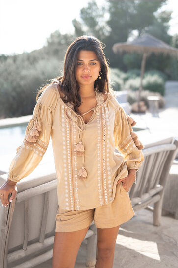 Blouse Tassel Riqueza Light Taupe