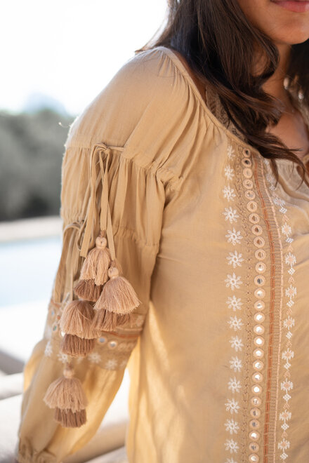 Blouse Tassel Riqueza Light Taupe