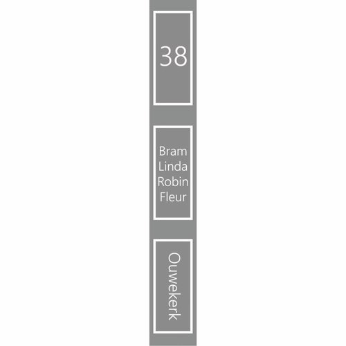 Raamfolie Familienaam, namen en huisnummer in kader Raamfolie Familienaam, namen en huisnummer in kader