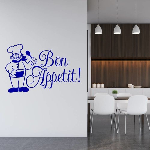 Muursticker Bon appetit met kok Muursticker Bon appetit met kok