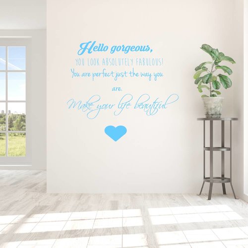 Muursticker Hello gorgeous, Muursticker Hello gorgeous,