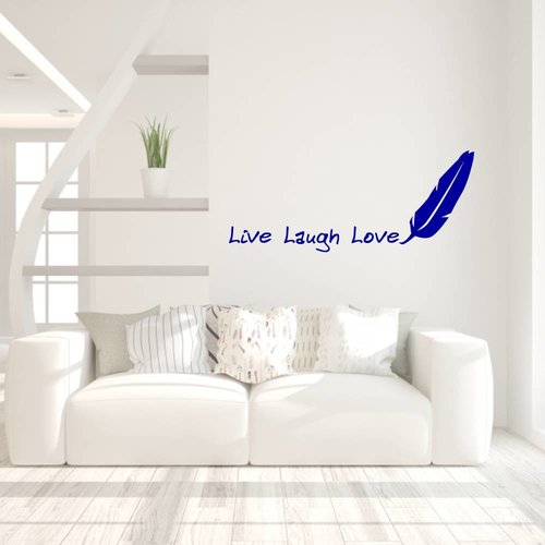 Muursticker Live Laugh Love met veer Muursticker Live Laugh Love met veer