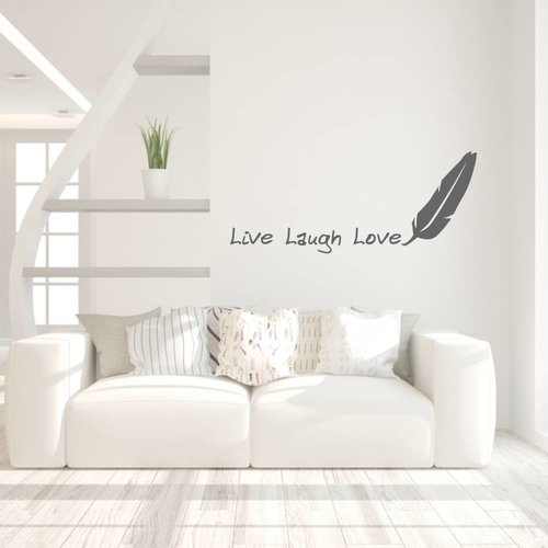 Muursticker Live Laugh Love met veer Muursticker Live Laugh Love met veer