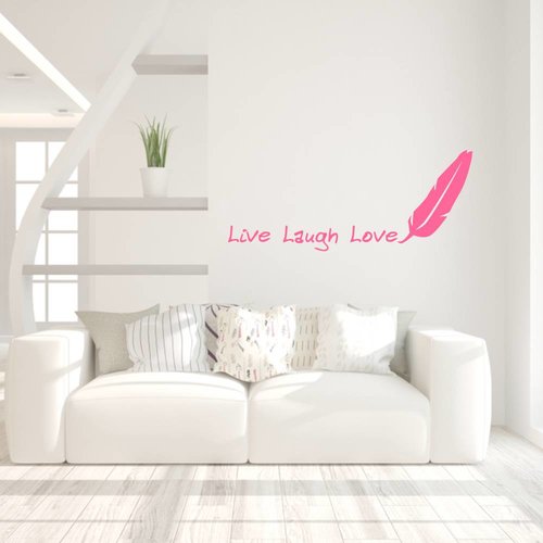 Muursticker Live Laugh Love met veer Muursticker Live Laugh Love met veer