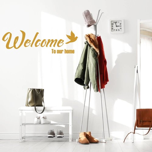 Muursticker Welcome to our home met vogel Muursticker Welcome to our home met vogel