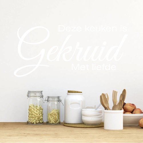 Muursticker Deze keuken is gekruid met liefde Muursticker Deze keuken is gekruid met liefde