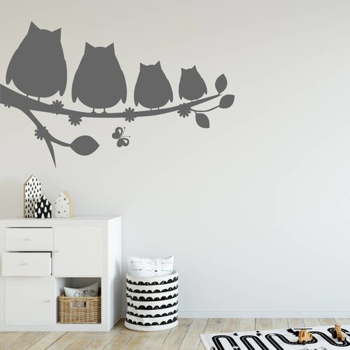 Muursticker Uilen op tak Muursticker Uilen op tak