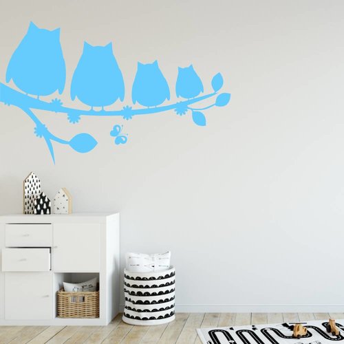 Muursticker Uilen op tak Muursticker Uilen op tak