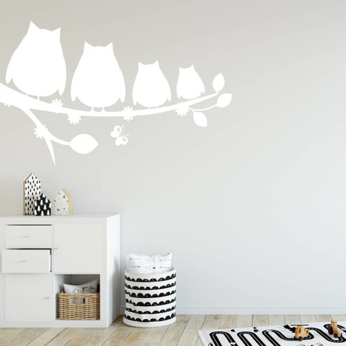 Muursticker Uilen op tak Muursticker Uilen op tak